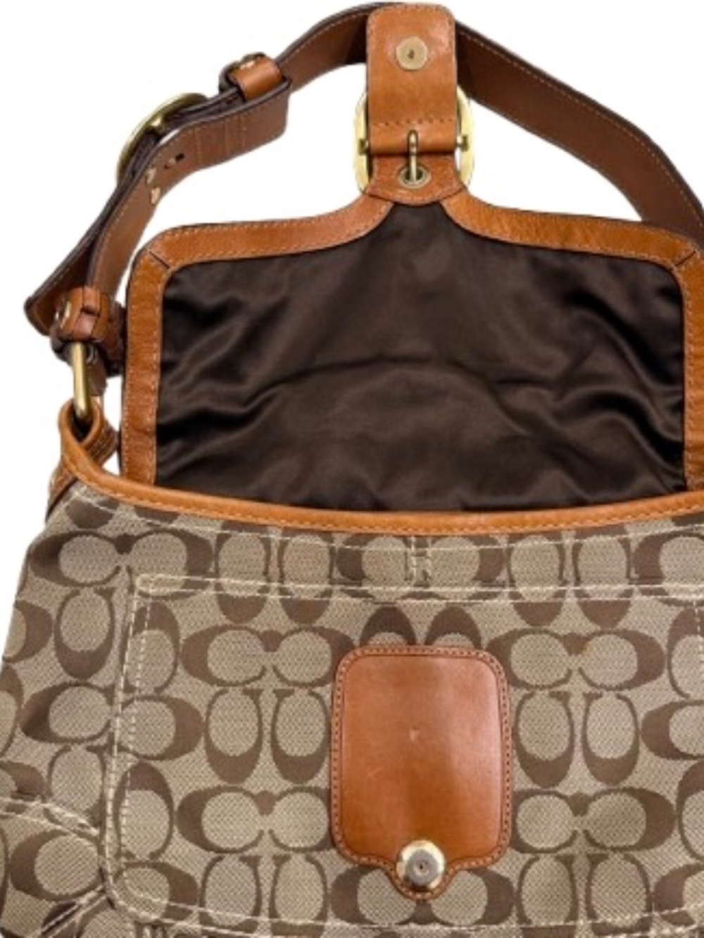 Vintage Coach Legacy Bleeker SOHO Monogram Shoulder Bag British Tan - Picture 3 of 5